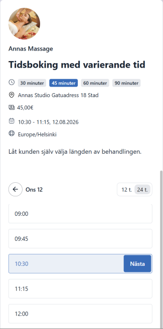 Fluentbooking bokningskalender tidsvy steg2